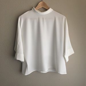 Uniqlo Drape Mock Neck Half Sleeve OFF WHITE